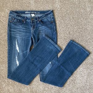 Blue Asphalt Distressed Boot Cut Jean